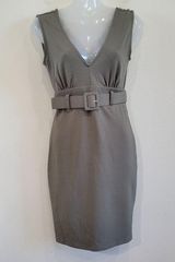 Bar III  Gray V-neck Sleeveless Belted Sheath Pencil Dress Office Work Size XS Photo 0