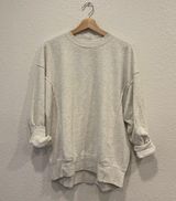 NWT aerie oversized sweatshirt in heather grey white Photo 0