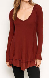 Altar'd State Red Mini Dress Tunic Long Sleeve Medium Thermal Waffle Knit Photo 0