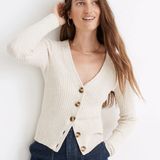 Madewell NWT beige Shrunken Ribbed Cardigan Sweater sz M Photo 0