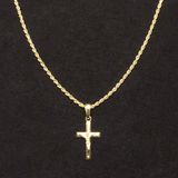 Gold Chain Rope Chain 20in 2mm And Gold Cross Pendant Set 925 Italy Photo 0