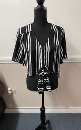 NWT  Stripe Tie Front Crop Top Photo 0