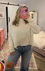 Flying Tomato White Turneck Sweater Photo 0