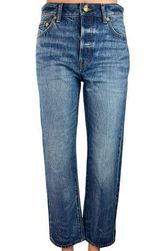 Tory Burch  Blue Medium Wash High Rise Faded Denim Straight Leg Jeans Size 24 Photo 0