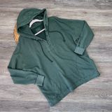 green Henley button front hoodie Photo 0