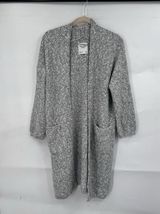 Abercrombie & Fitch Open Cardigan Women Small Silver Knit Long Length Minimalist Photo 0