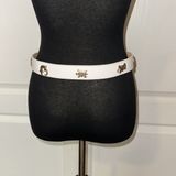 1990 VTG WHITE LEATHER ANIMAL WESTERN BELT Photo 0
