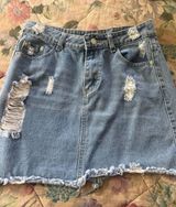 Shein Denim Skirt Mini Distressed Photo 0