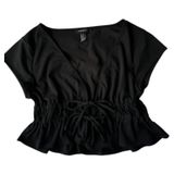Tie Peplum Black Top Photo 0