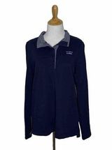 LL Bean Blue Navy  Quarter Button Lightweight Pullover Sweatshirt Sweater Sz Med Photo 0