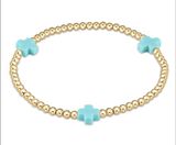 Signature Cross Gold Pattern 2mm Bead Bracelet Photo 0