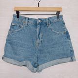 BDG Women's Urban Outfitters Medium Wash Denim High Rise Rolled Cuff Mom Shorts Photo 0