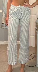 Laundry by Shelli Segal Linen Blue Striped Pants Photo 0