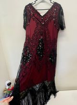 Red Jeweled Flapper Dress Photo 0