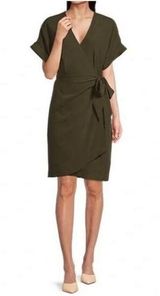 Alex Marie Wrap Dress ShortSleeve Festive Hunter Green V-Neck Classy Work Chic Photo 0