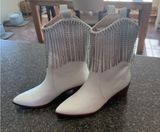 White rhinestone fringe boots Photo 0