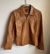 Ann Taylor Camel Color Leather Jacket Photo 0