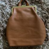 Urban Outfitters Tan Leather Backpack/Purse w/ Gold Clasp Photo 0