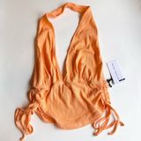 Deep V Neck Halter Top Orange SZ XS Photo 0