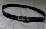 Elegant Black Leather Belt with Gold Buckle Photo 0