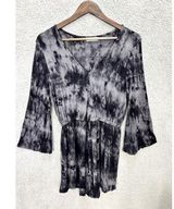Ginger G black Romper Womens Large Black Tie Dye Flare Sleeve Boho Hippie Beach Photo 0