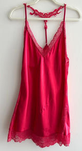 Avidlove Red/Hot Pink Lace Satin Babydoll Nightgown, Size XL Photo 0