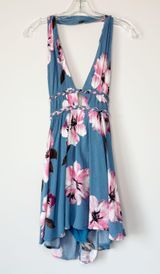 Floral Halter Dress Size SM Blue Pink Photo 0
