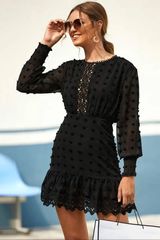 SheIn Dot Lace Hem Fringe Dress Photo 0