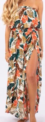 Rip Curl Tropic Coast Strapless Floral Maxi Dress ~ Size XL 💚🍄 Photo 0