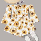 SheIn Sunflower Print Tube Romper Photo 0