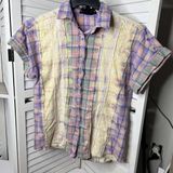 White Birch Black Label Women's Faded Pastel Short Sleeve Flannel, Fringe Size S Photo 0