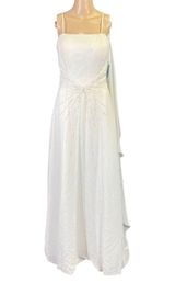Bonny Womens Wedding Gown Dress Sheer Layered Sleeveless Beaded White Size 8 Photo 0