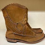 Women Shoes 9.5 Boots Moccasin Suede Yellowstone Free West Cowgirl Photo 0