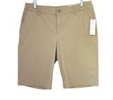 NWT Liz Claiborne Classic Chino Bermuda Shorts Khaki Size 8 - Preppy Photo 0