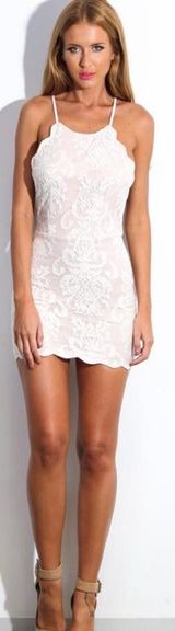 Hello Molly Cream Lace Mini Dress  Photo 0