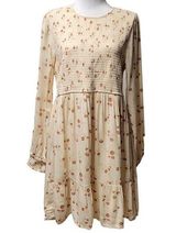 NWT American Eagle Floral Knee Length Dress Womens L Smocked Bodice Cottage Core Photo 0