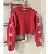 Altar'd State cropped pink flower sweater Photo 0