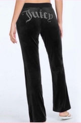 JUICY COUTURE Bling Y2K Black Velvet Fleece
Rhinestone Embellished Pants MEDIUM Photo 0