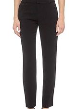 $255 Alice + Olivia 4 Tuxedo Pants Trousers Black Slim Ankle Satin TrimStretch Photo 0