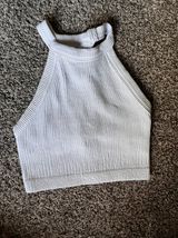 Aerie Ribbed Cropped Halter Top White Photo 0