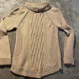 Talbots Sweater Womens Medium Fisherman Cable Knit Tan Turtleneck Shirt Photo 0
