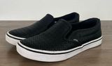 Vans Asher Black Floral Perforated Leather Slip-on Skate Casual Shoes Size 6.5 Photo 0