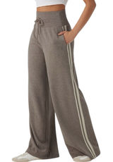 NWOT Halara Ribbed High Waisted Tummy Control Wide Leg Sweatpants Taupe XL Photo 0