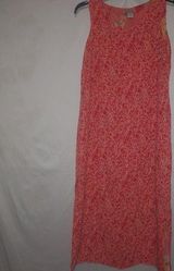 Notations M Sleeveless Floral Lined Slit Knee Length Dress in Fresh Coral Photo 0