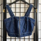 Harper Heritage  Women’s Denim Front Zipper Top Size Medium Photo 0