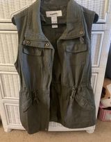 Olive Green Denim Vest Size L Photo 0