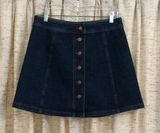 Stretch Denim A-Line Mini Skirt: Button-Front Edition Photo 0