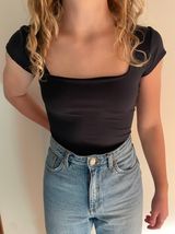 Black Square Neck Bodysuit Photo 0