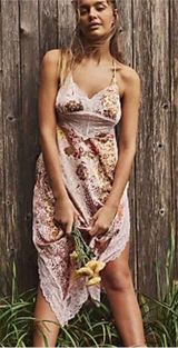FREE PEOPLE THE RIGHT NOW PINK MIDI SLIP BOHO SATINY DRESS by INTIMATELY M Photo 0
