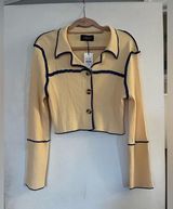 Cider  Retro Ribbed Button up cardigan with blue piping size L Photo 0